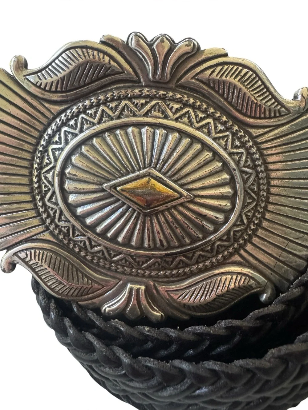 Tony Lama  Braided Silver Buckle Vintage Western style Belt 32